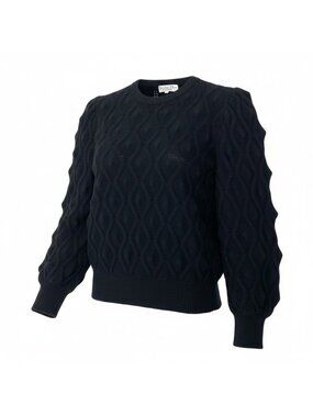 Dior Long Sleeve Knit Cable Sweater Top M Black